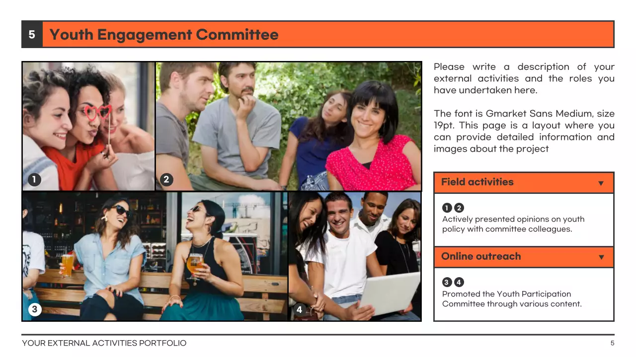 Orange Modern Activity Portfolio Resume Presentation