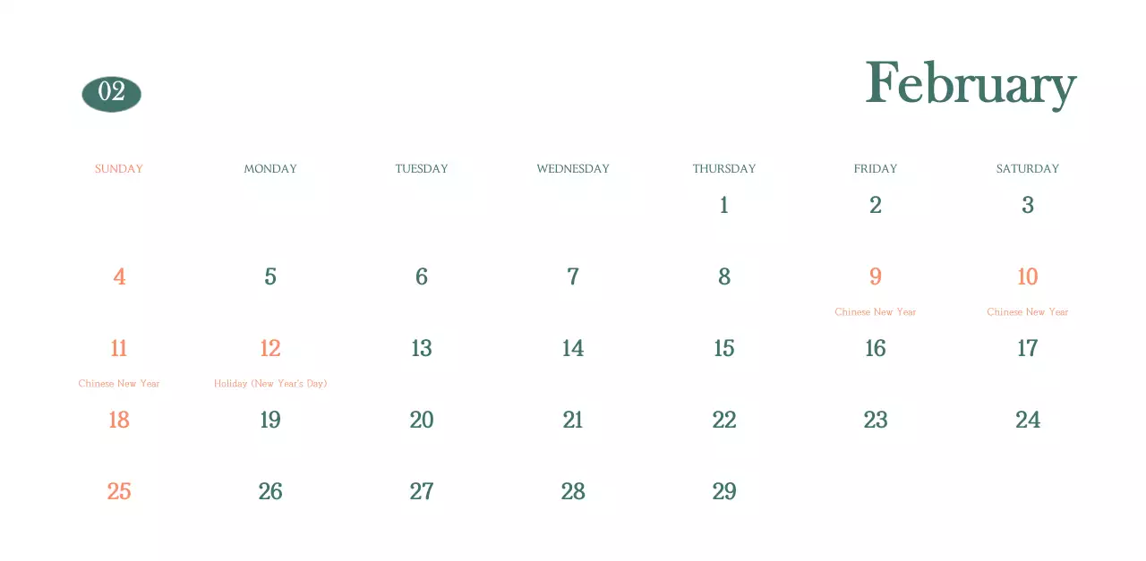 Cafe calendar with drink of the month recommendations