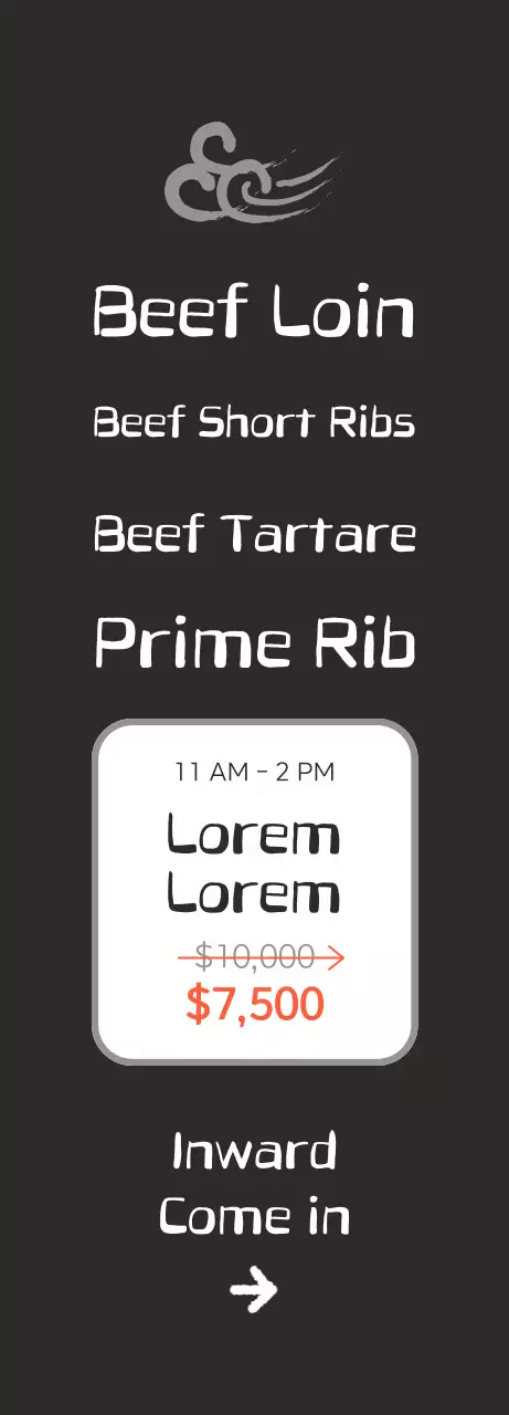 Mempromosikan restoran yang bersih dan terinspirasi dari Korea dengan gambar daging sapi Korea dengan latar belakang hitam