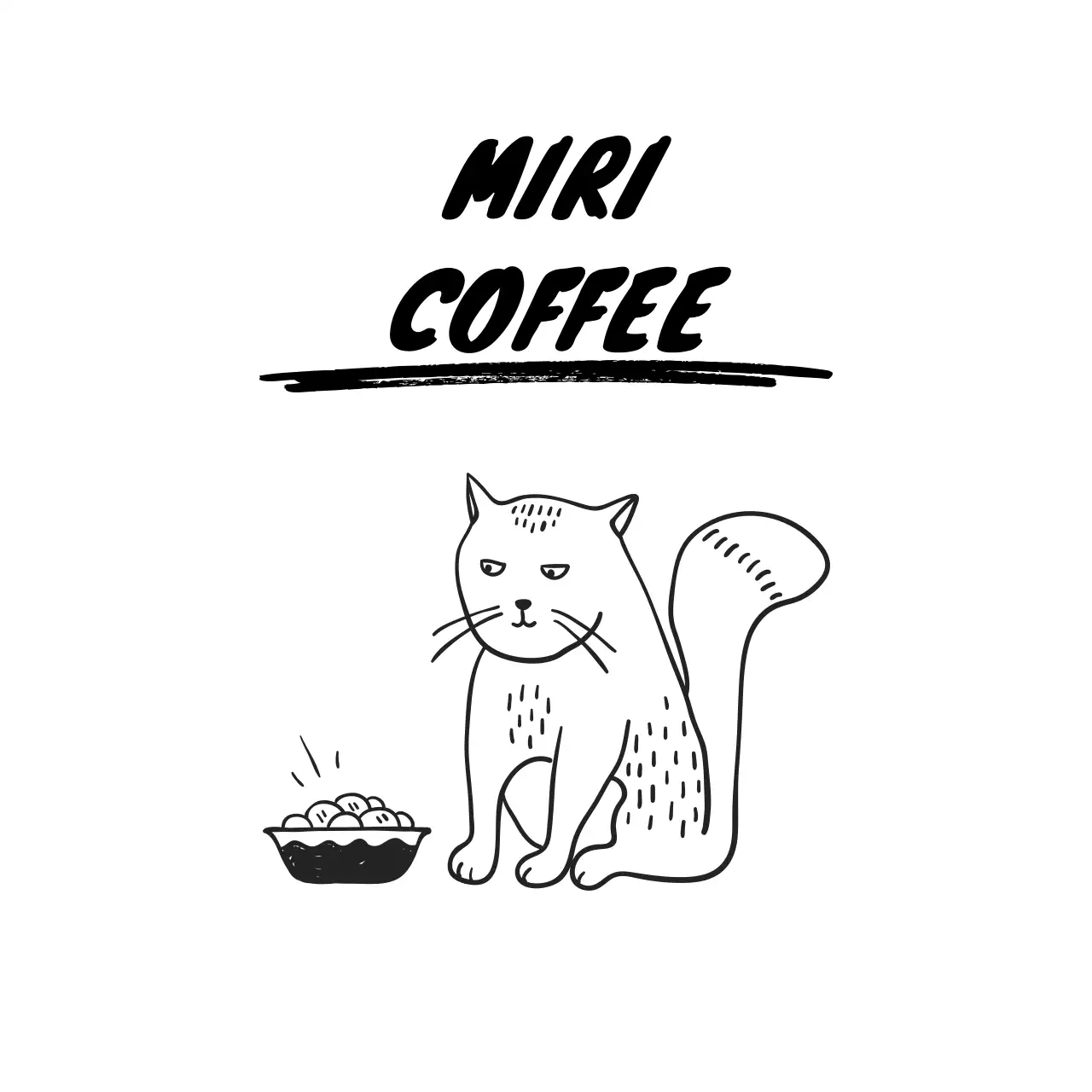 Stiker kafe dengan lingkaran pada latar belakang putih dengan gambar kucing