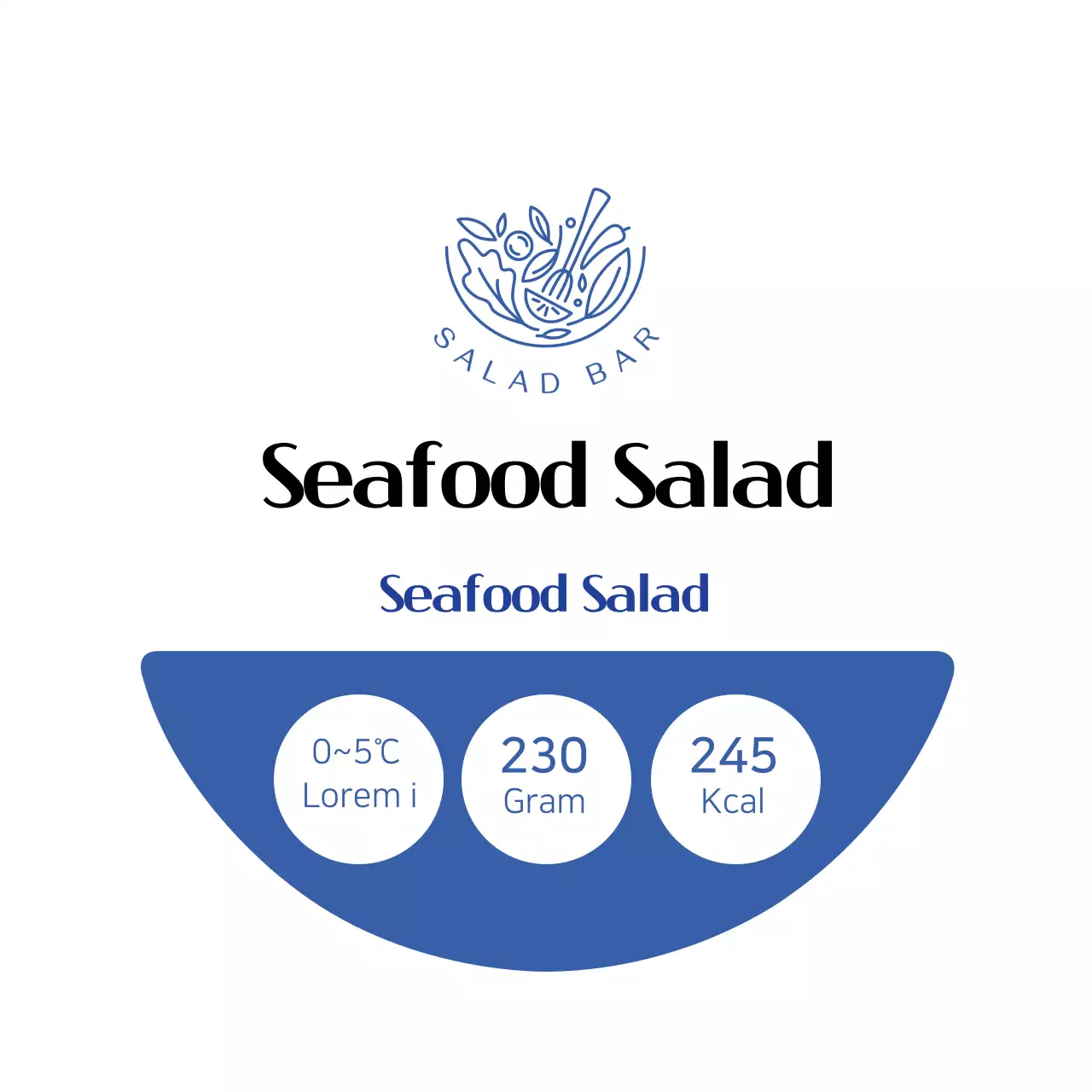 White and blue clean seafood salad label