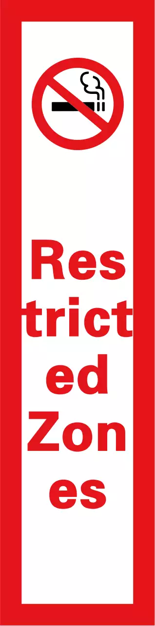 Gaya tata letak perataan teks sederhana berwarna merah dan hitam Tidak ada informasi area merokok