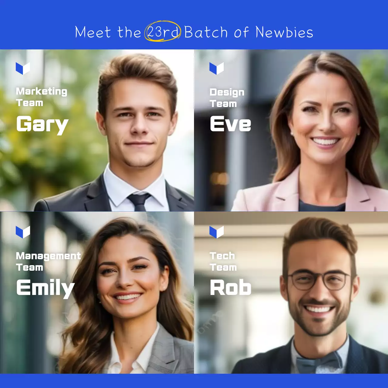 Blue Professional Employee Announcement Instagram Carousel