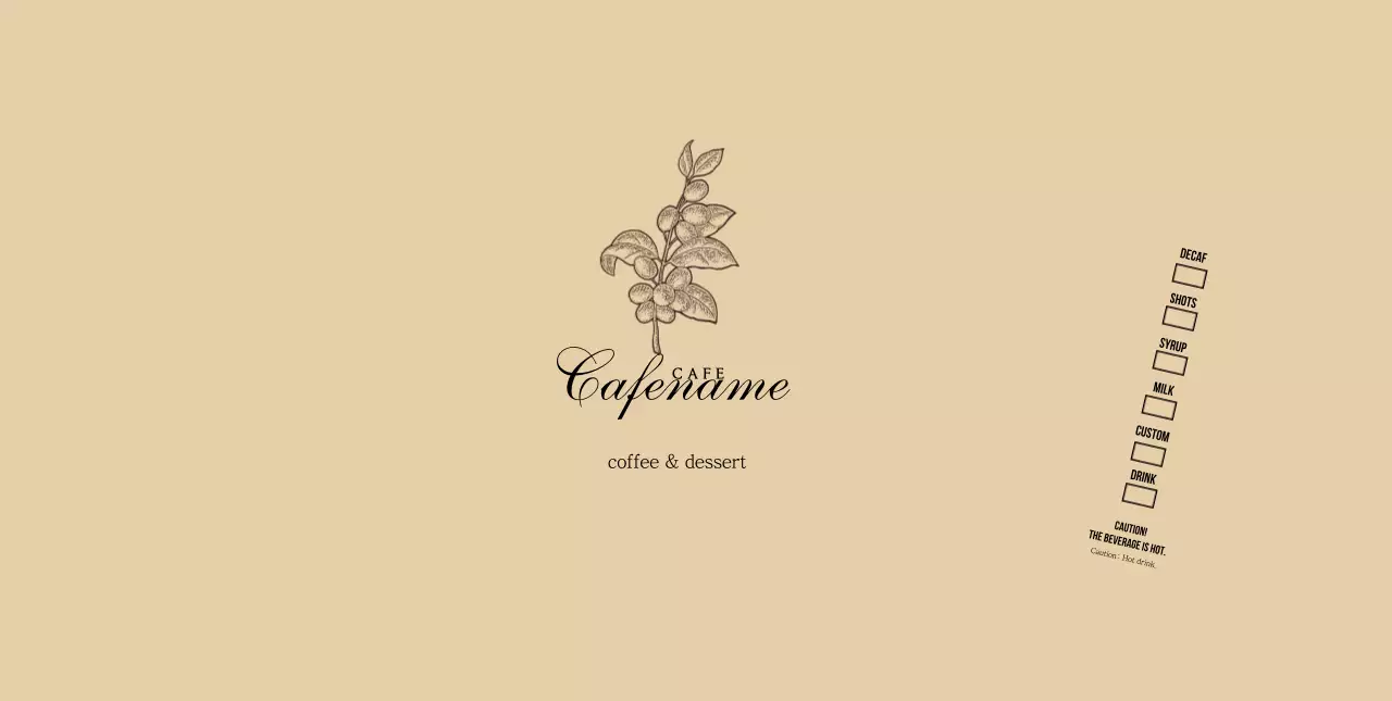 Beige Botanical Flower Illustration