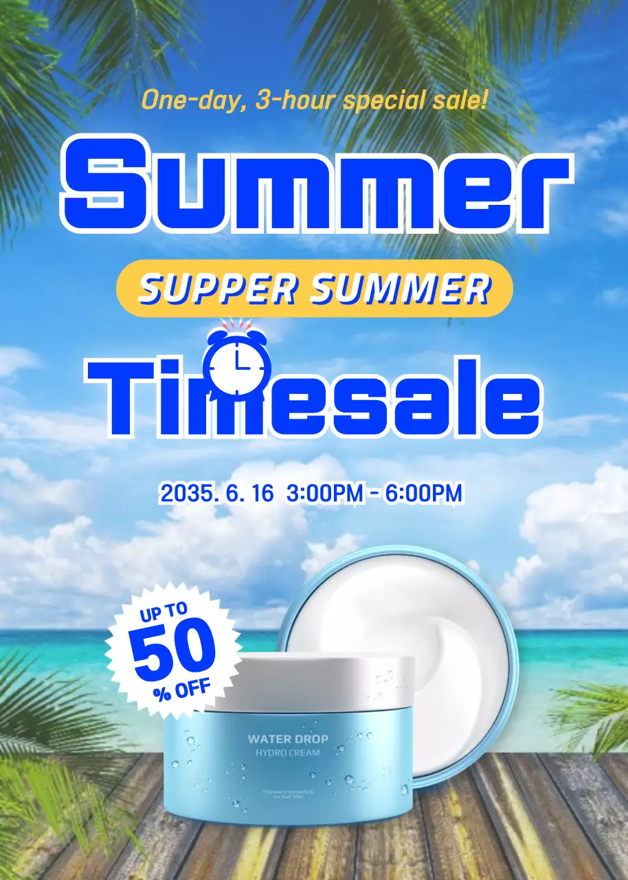 Cartaz promocional de verão moderno azul