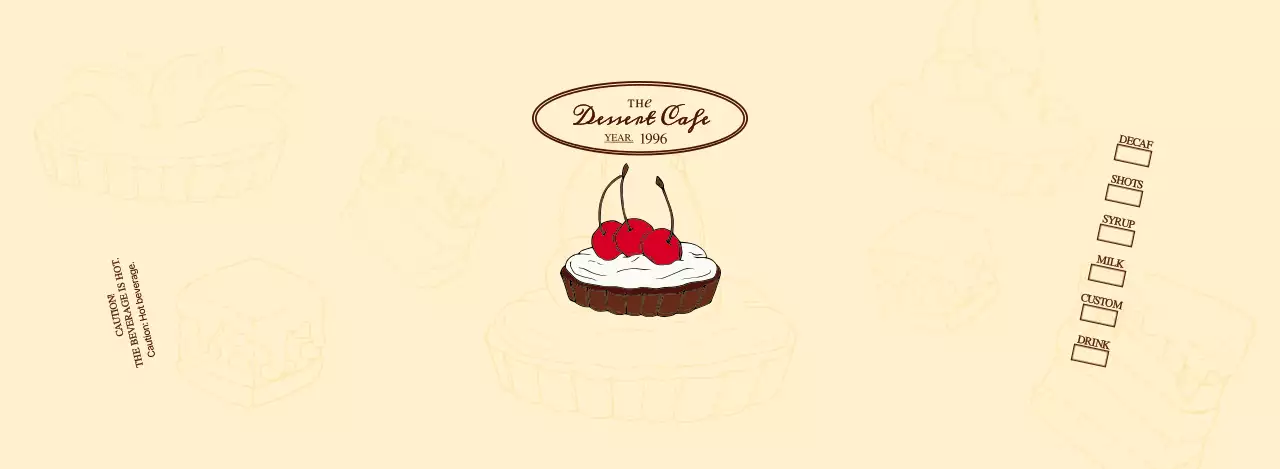 Promote and inform cafes with an emotional logo in reddish brown and pale yellow.