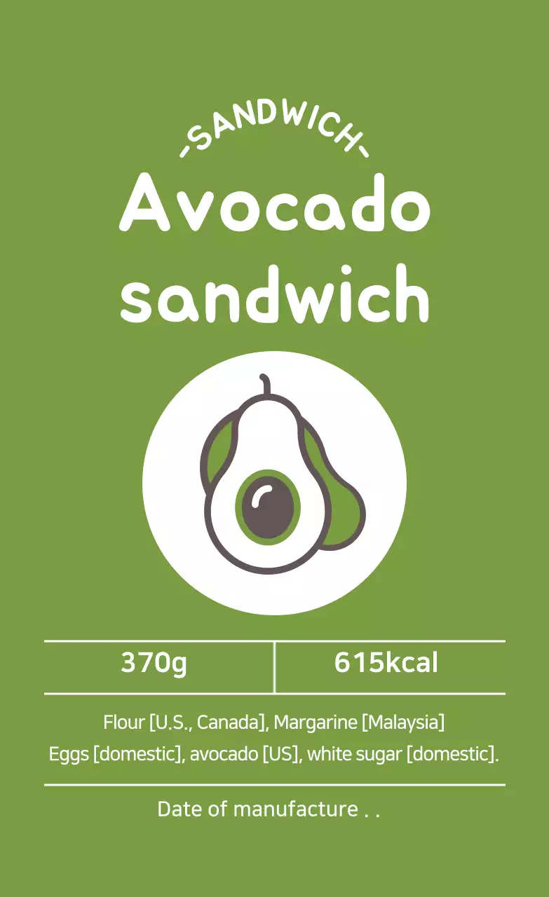 nhãn bánh sandwich minh họa màu xanh lá cây