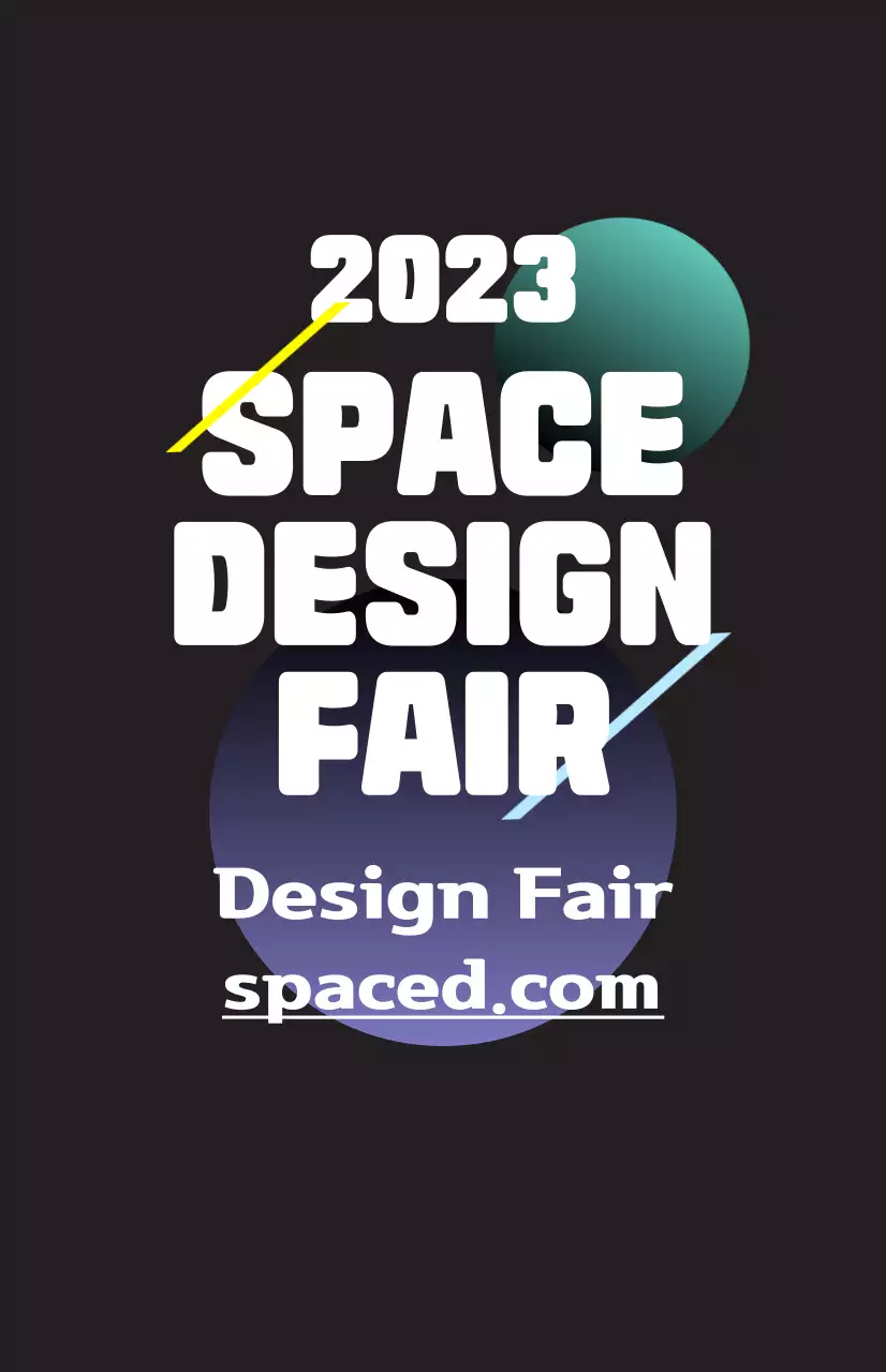 Promote a spatial design fair with colorful illustrations of shapes and text.