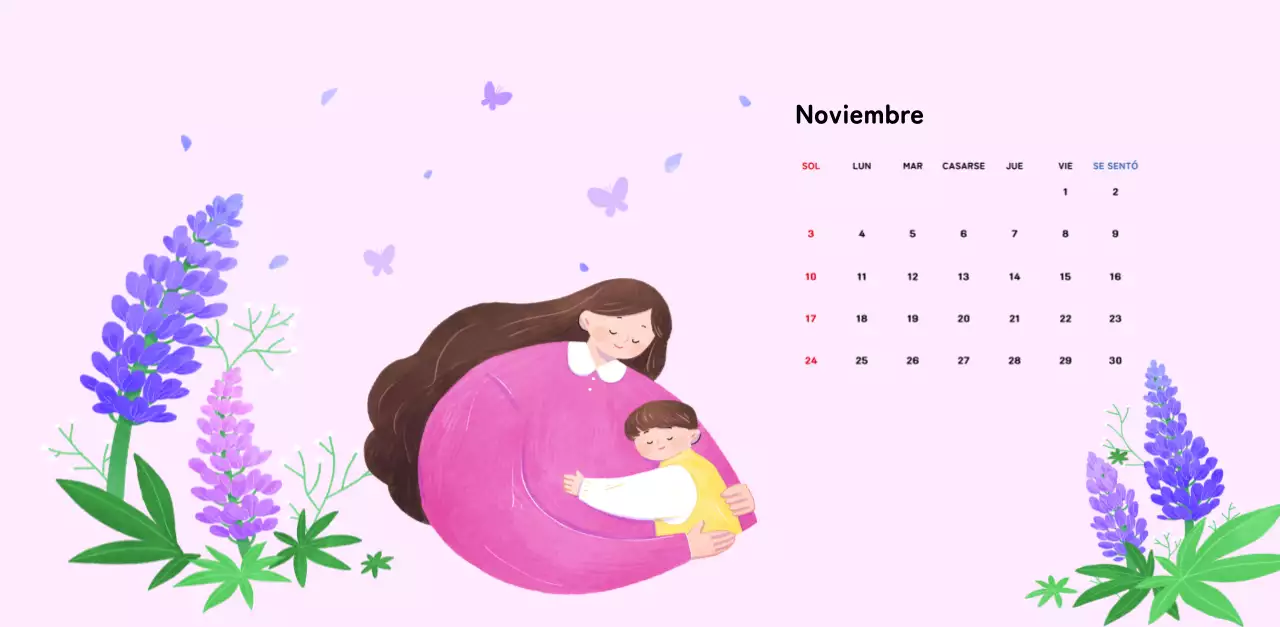 Un cálido calendario ilustrado de Año Nuevo