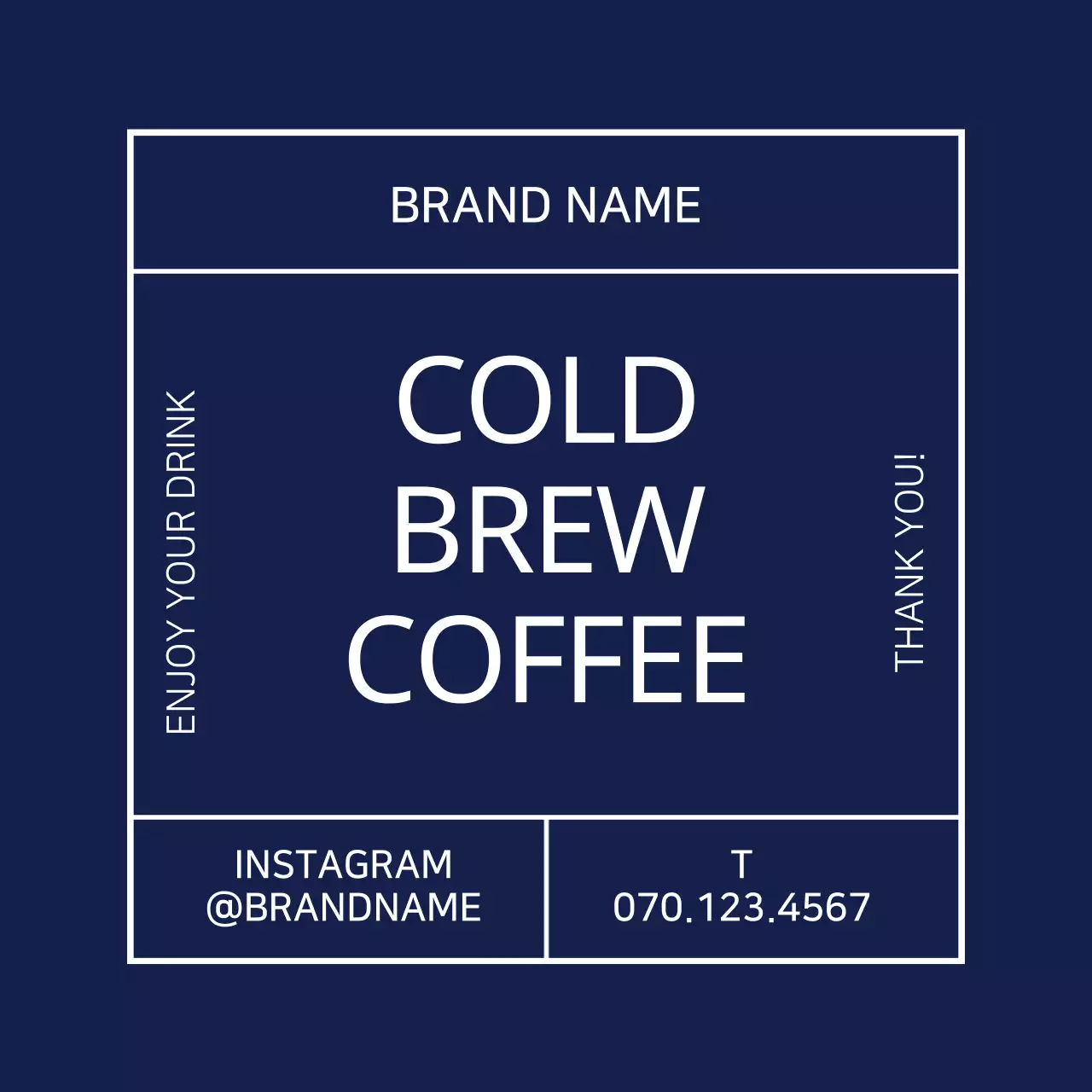 Kafe Bingkai Sederhana Biru Laut