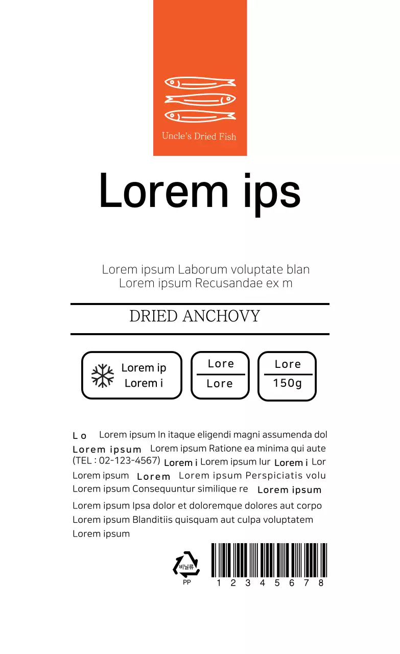 Nhãn thành phần hải sản đơn giản dòng trắng