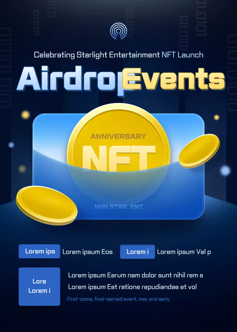 Cartaz de promoção NFT moderno azul