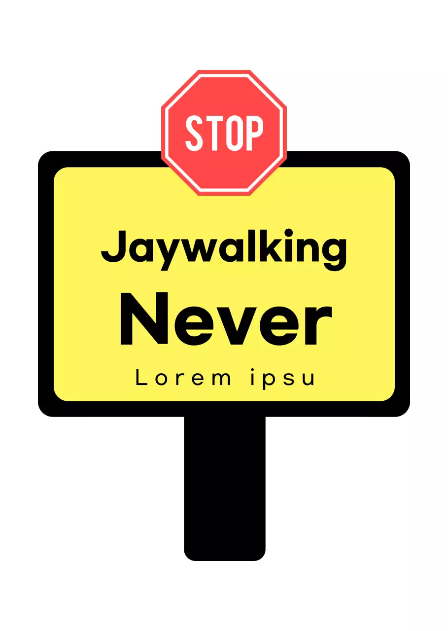 Rambu kampanye keselamatan lalu lintas berwarna hitam dan kuning