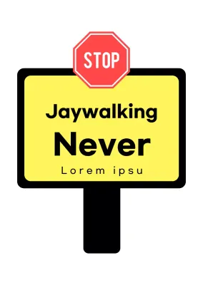 Rambu kampanye keselamatan lalu lintas berwarna hitam dan kuning