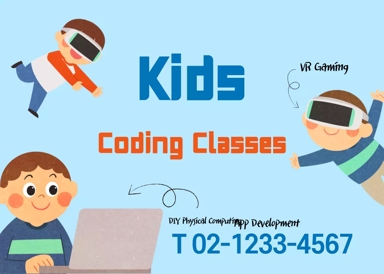 Khuyến mãi lớp học viết mã với hình minh họa nhân vật màu xanh da trời dễ thương