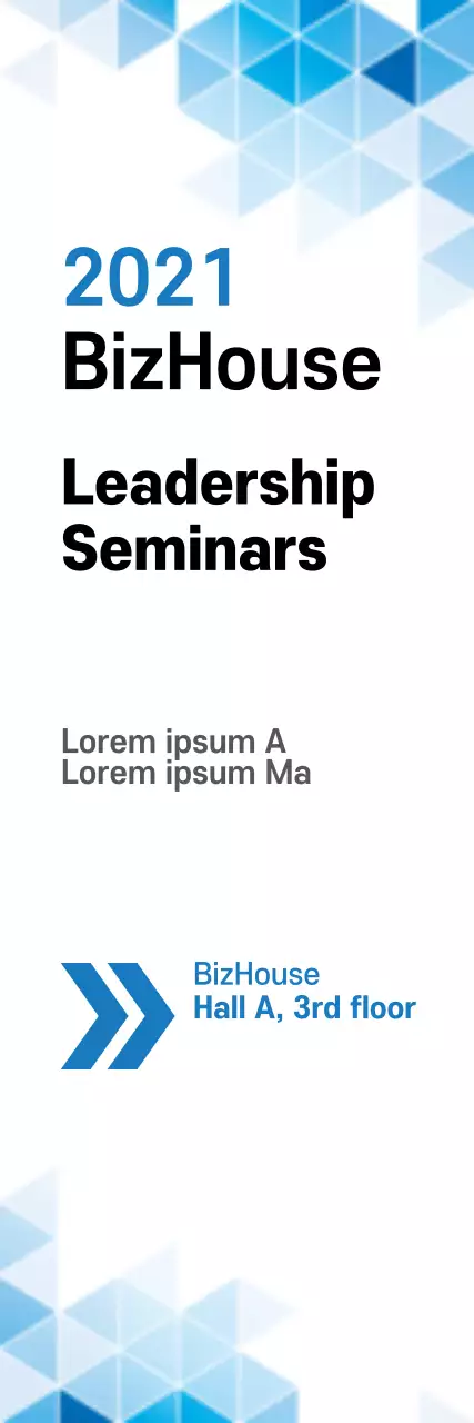 Banner azul para evento de liderança profissional