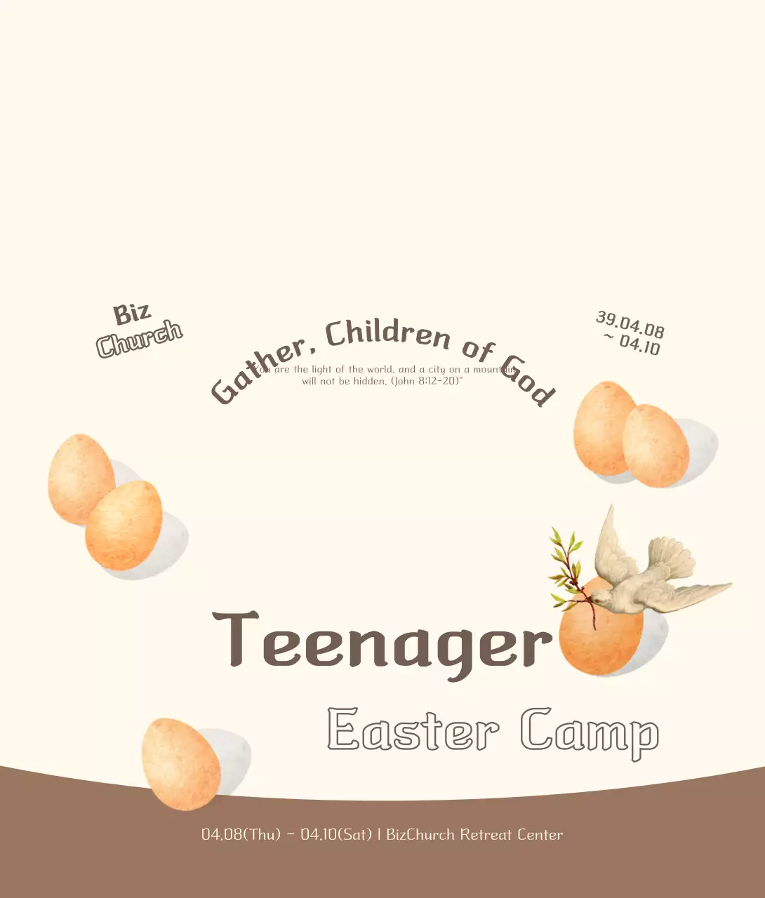 Konsep ilustrasi Paskah yang sentimental dengan warna kuning muda dan coklat Informasi tentang kamp Paskah pemuda