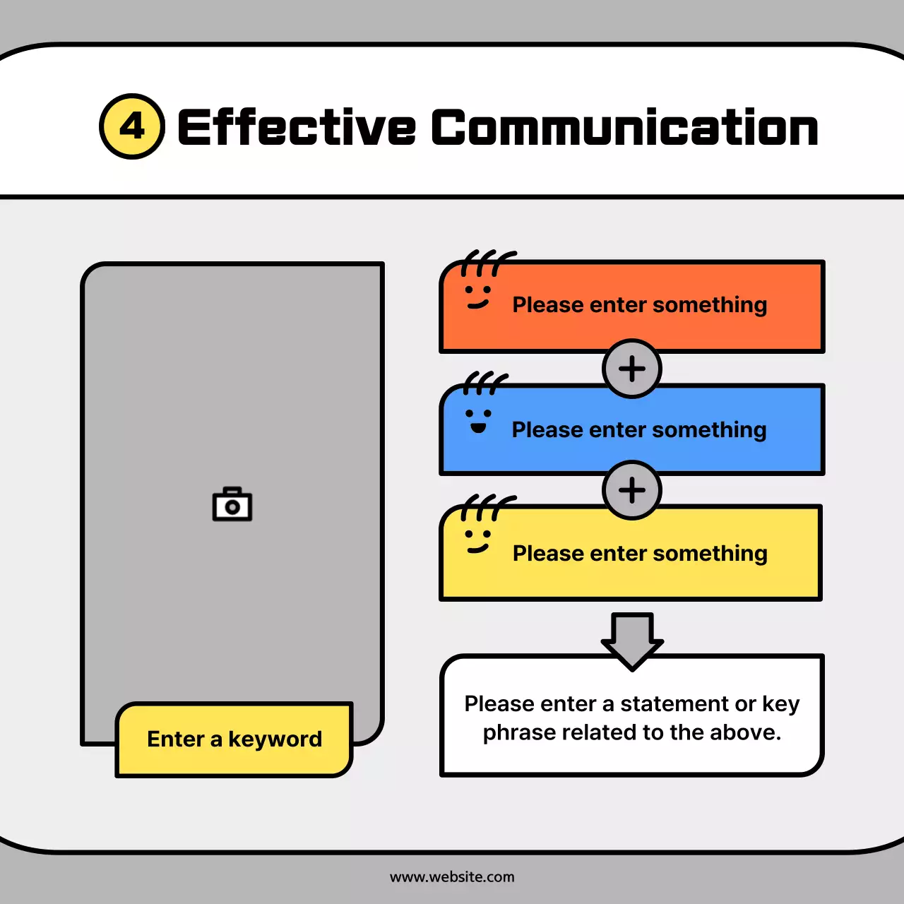 Cute character shapes in orange and blue concept cardsNews Kit