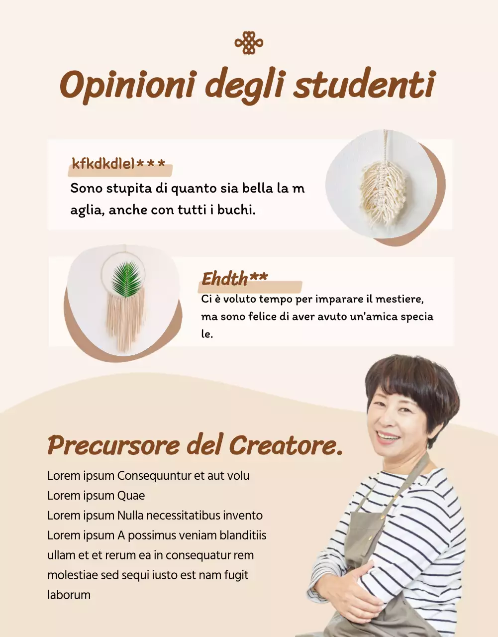 Informazioni su un corso di artigianato che combina illustrazioni astratte beige e fotografia