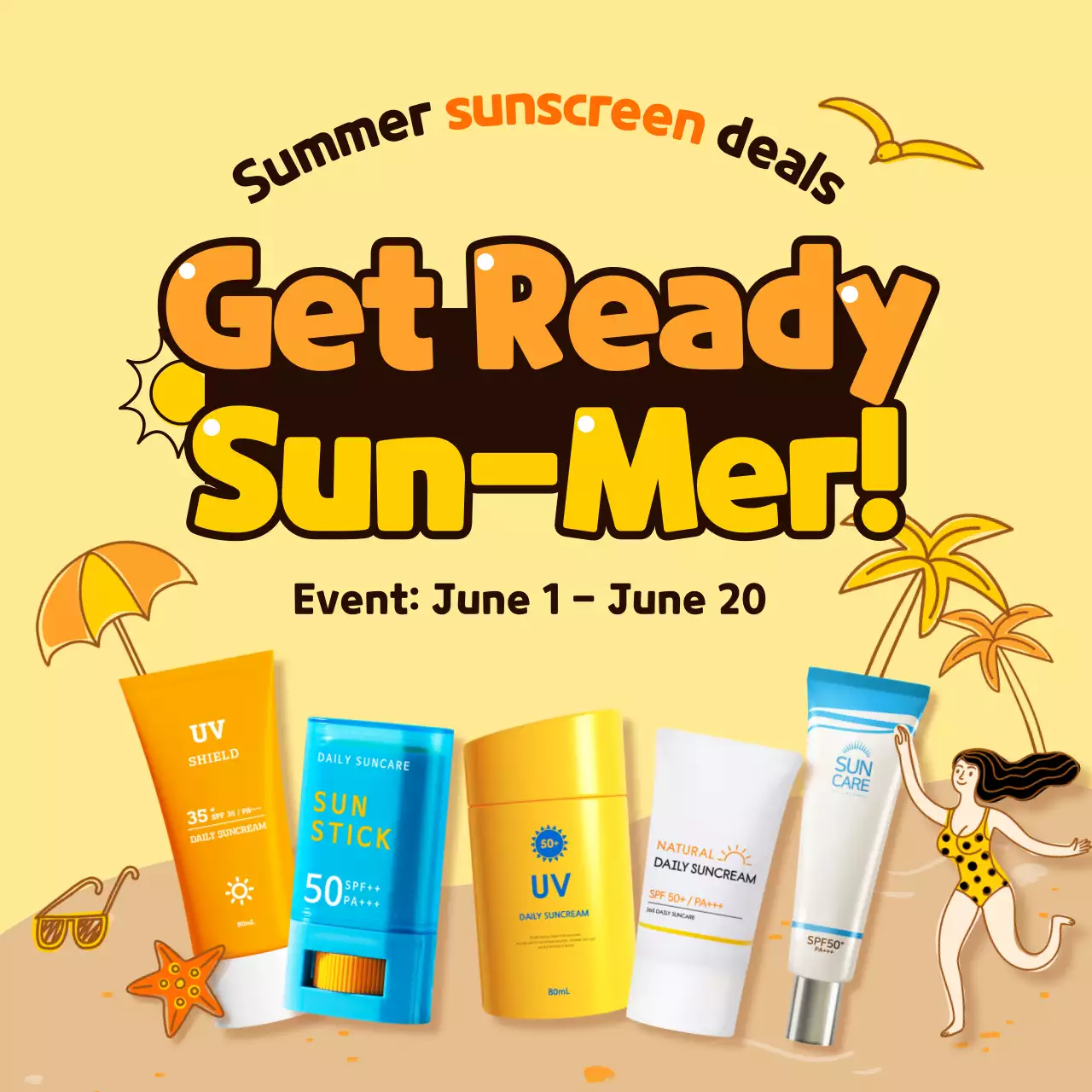 Yellow Trendy Summer Promotion Social Media Post