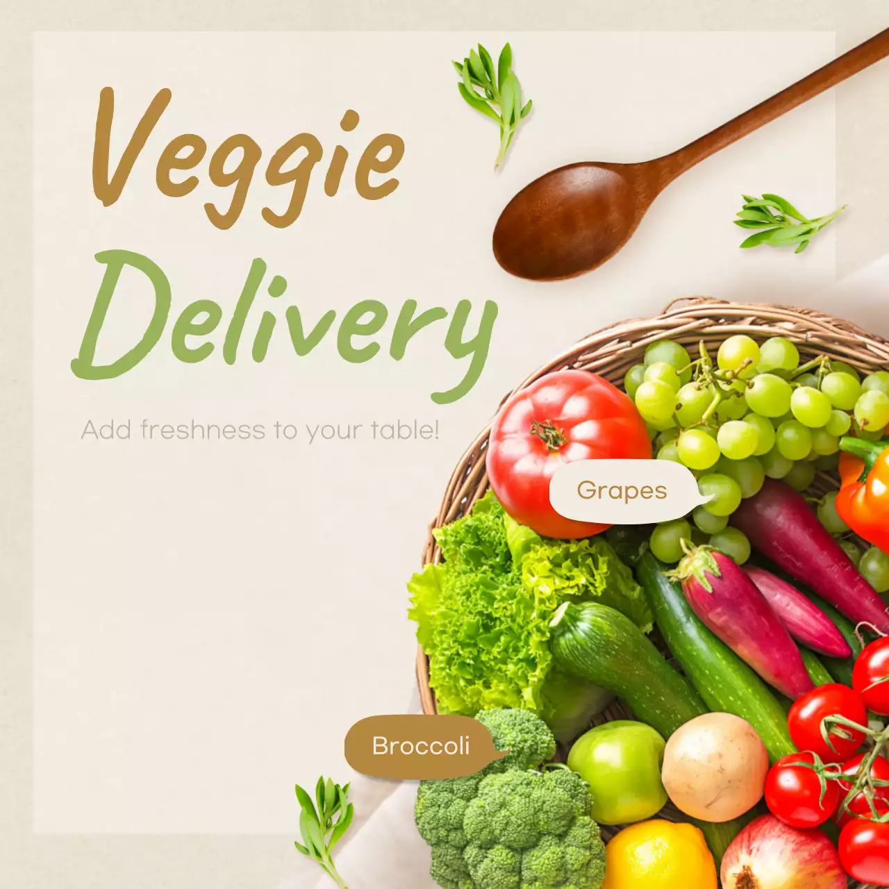 Beige Rustic Veggie Promotion Social Media Post