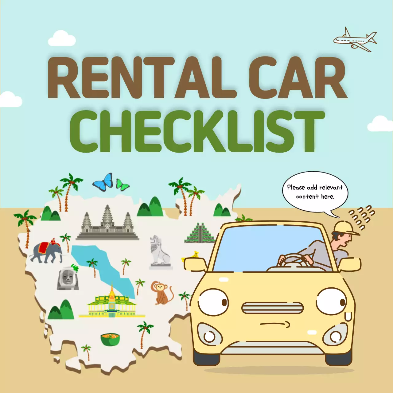 Yellow Comic Travel Checklist Social Media Post