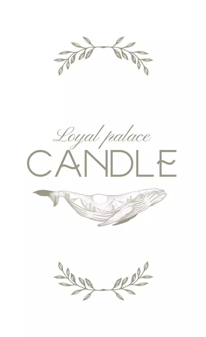A candle with a classy text illustration in taupe color