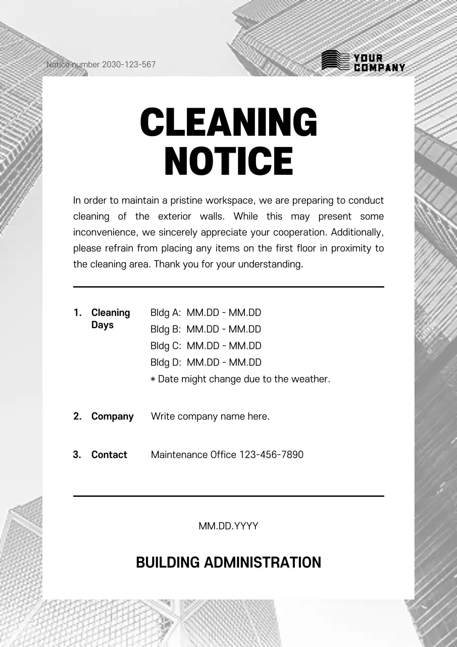 Black Minimal Cleaning Notice