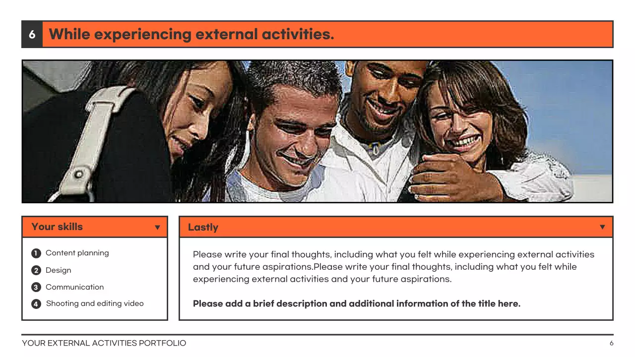 Orange Modern Activity Portfolio Resume Presentation