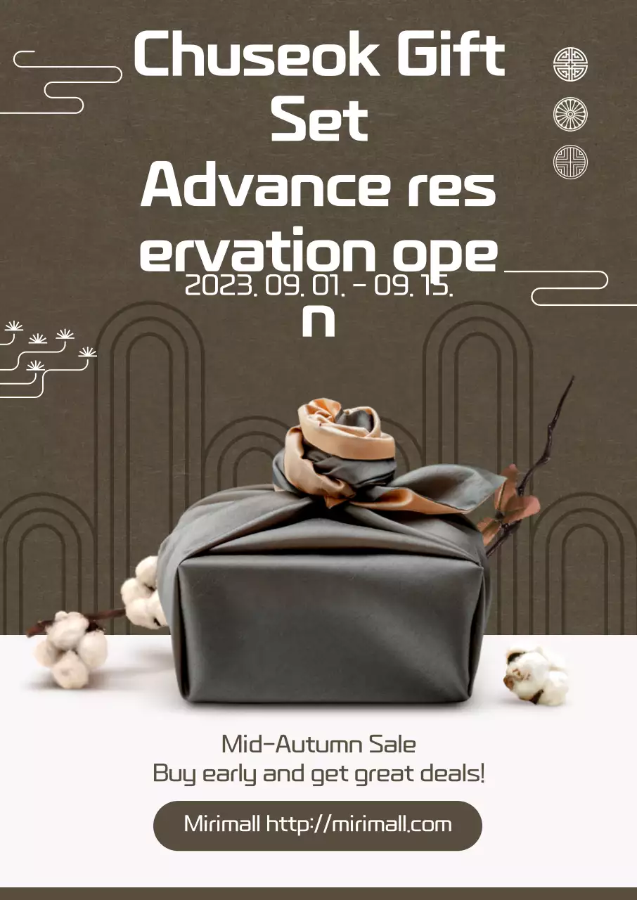 Pré-encomenda de conjuntos de oferta Chuseok com um luxuoso fundo castanho