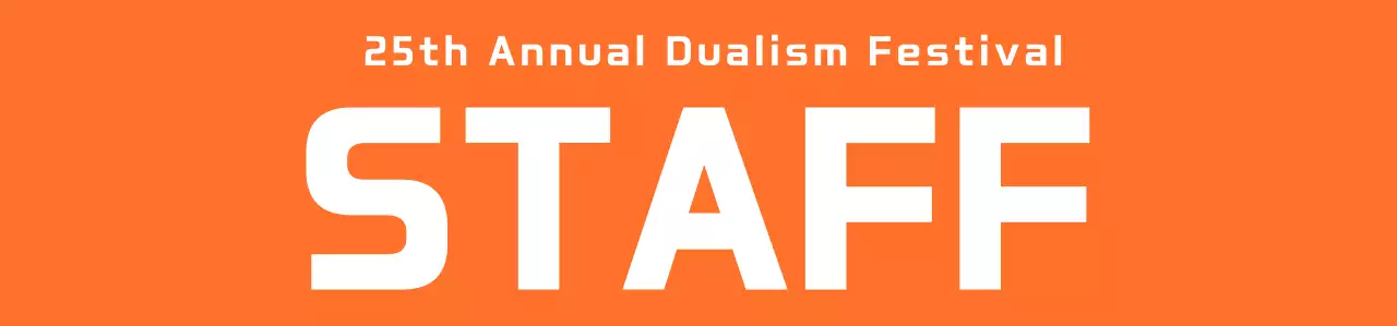 High school festival staff t-shirt in a clean, orange-and-white emblem logo style.