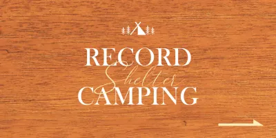 A campground office location with an emotional concept featuring a white and yellow campground illustration