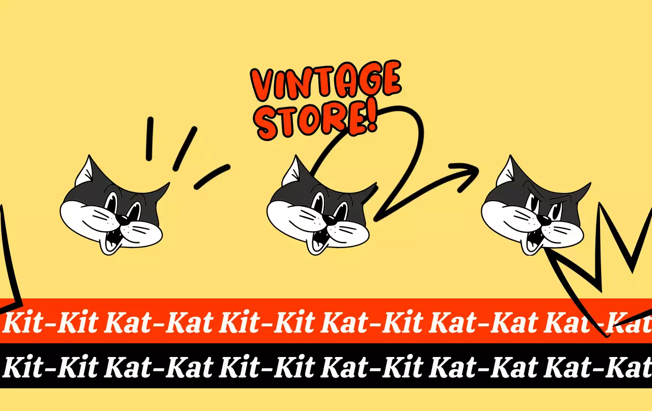 Uma loja vintage jovem e bonita em vermelho e amarelo