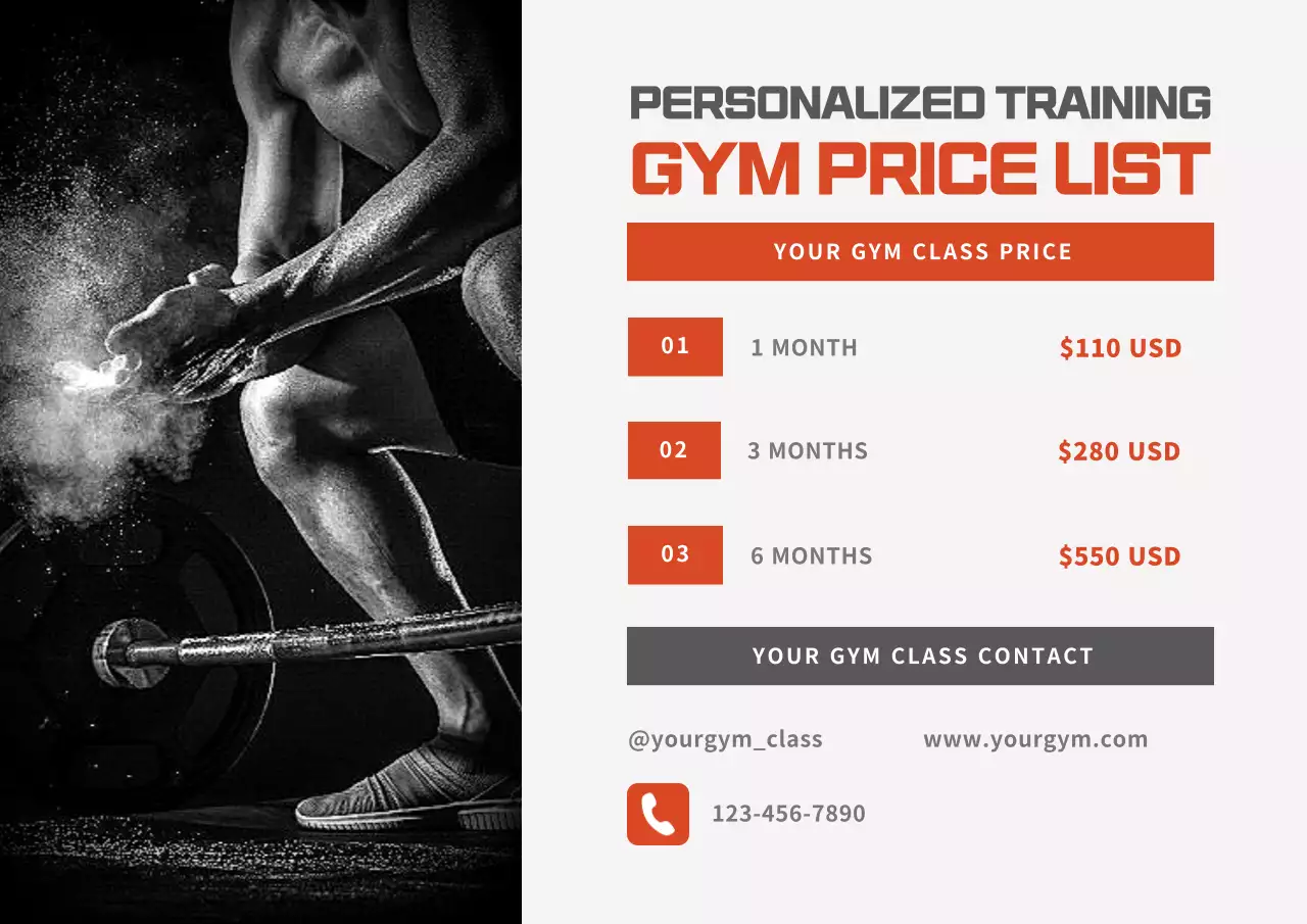 Orange Modern Gym Schedule Poster