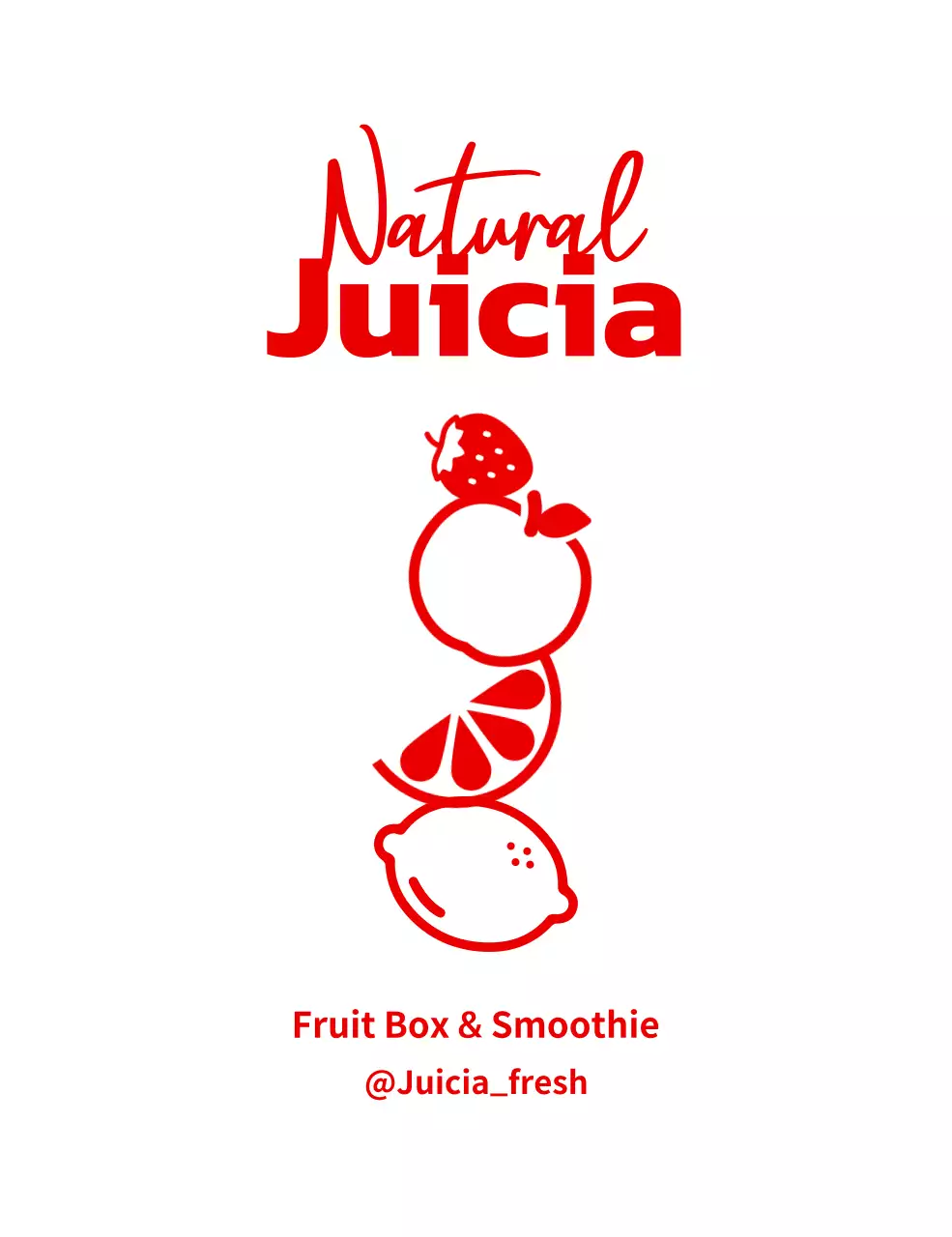 Uma loja de batidos com ilustrações giras de frutos frescos a vermelho