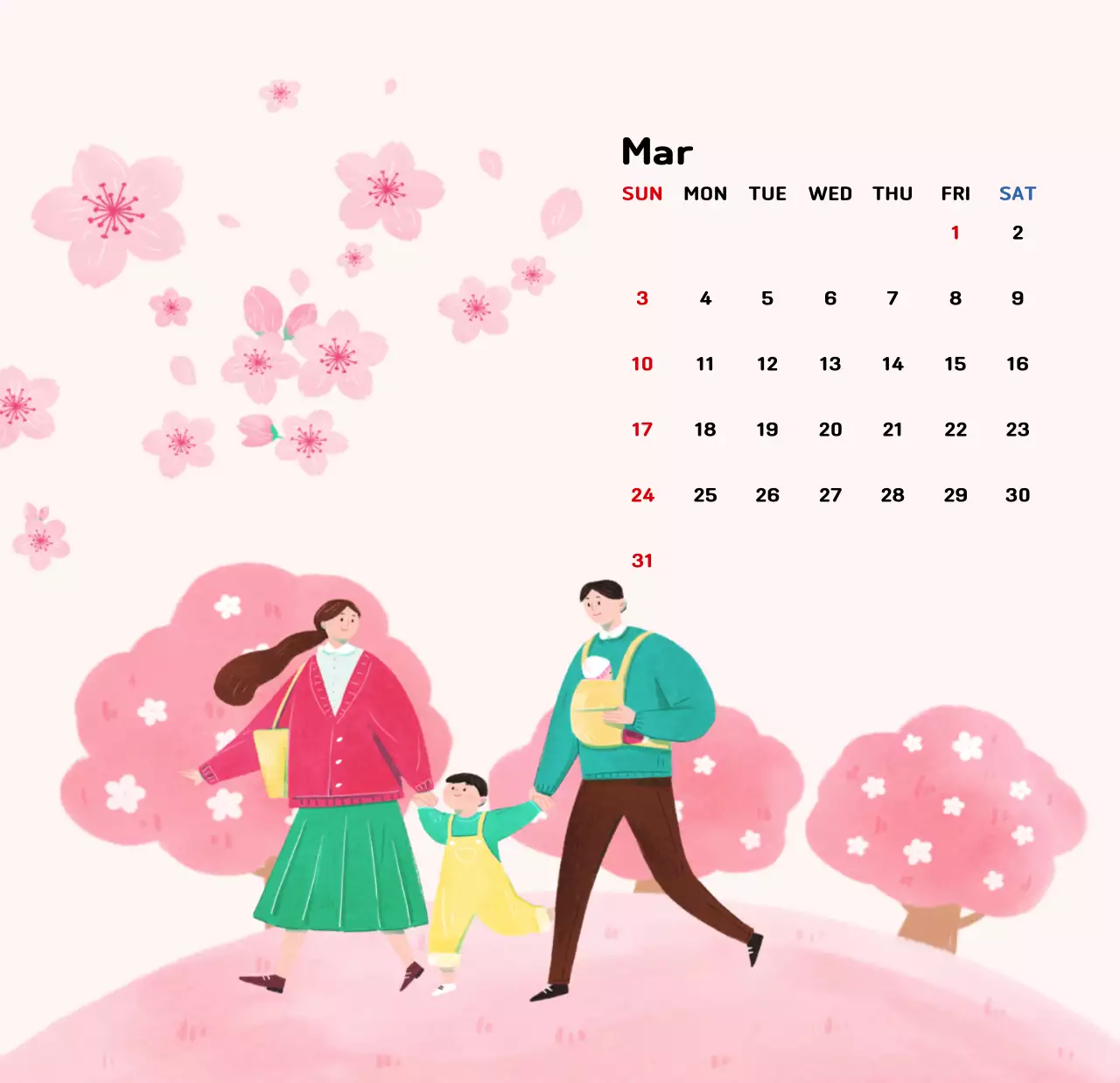 Lịch năm mới với hình ảnh minh họa ấm áp