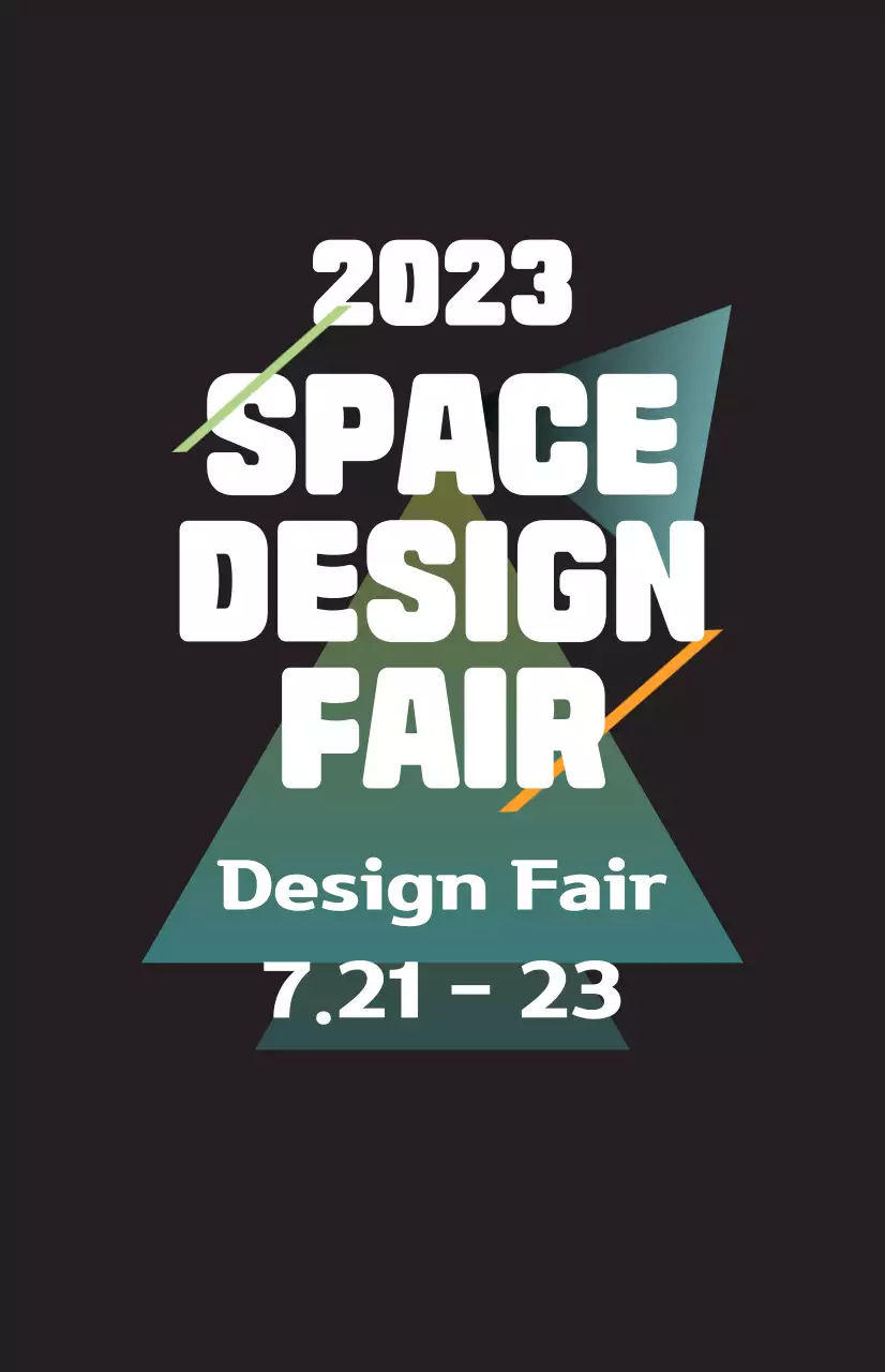 Promote a spatial design fair with colorful illustrations of shapes and text.