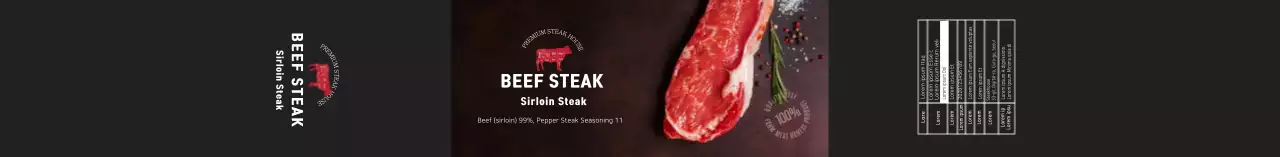 Label sirloin bumbu foto hitam