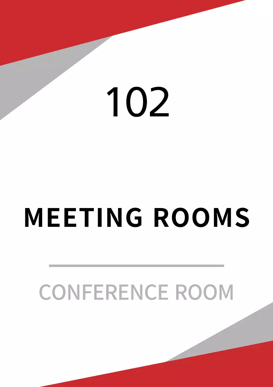 Papan nama kantor dalam ruangan berkonsep sederhana dengan warna merah dan hitam