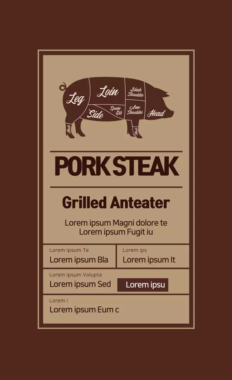 Label pelabelan makanan steak bergambar berwarna coklat krem