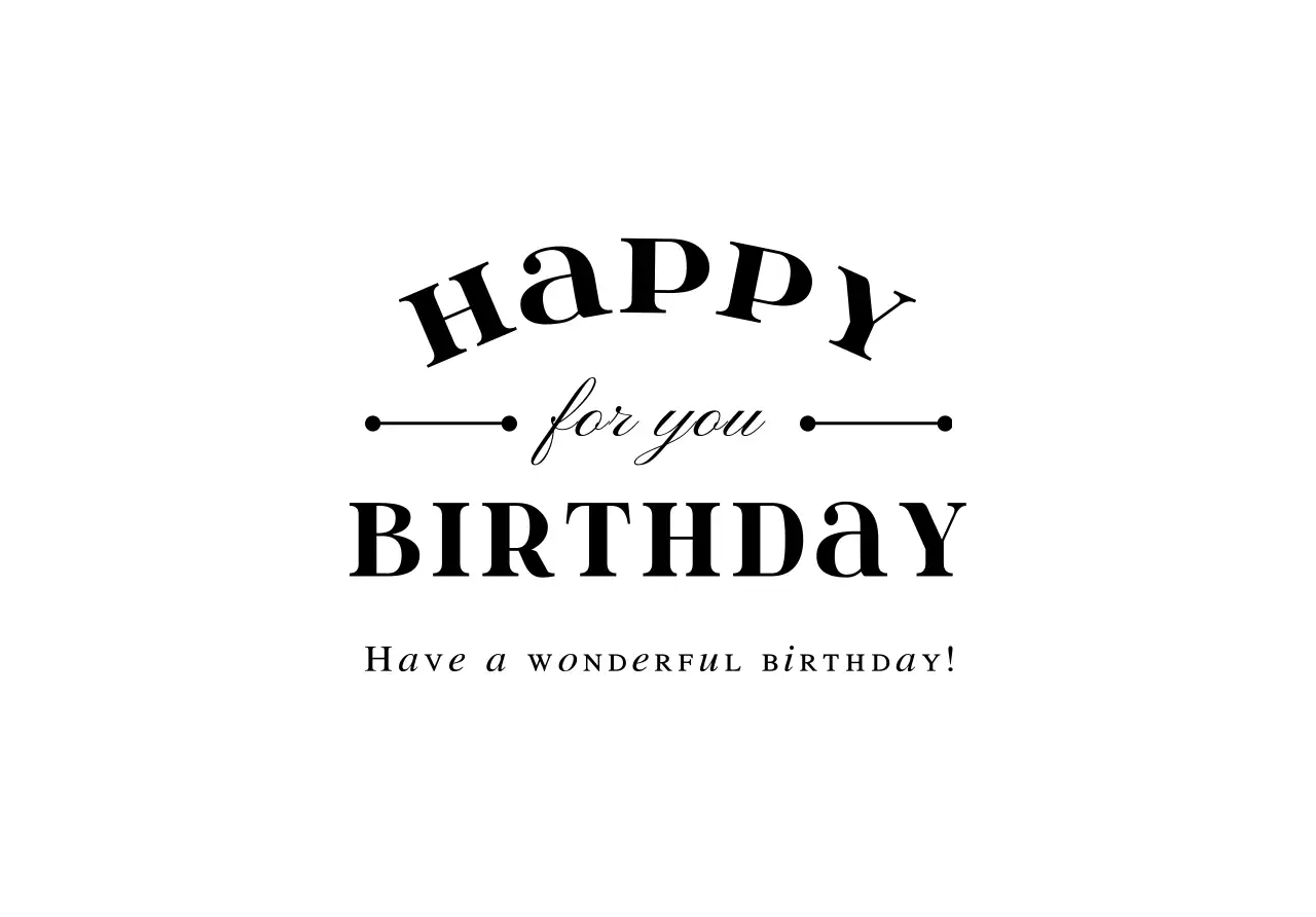 Birthday postcard envelope with black text and line illustration