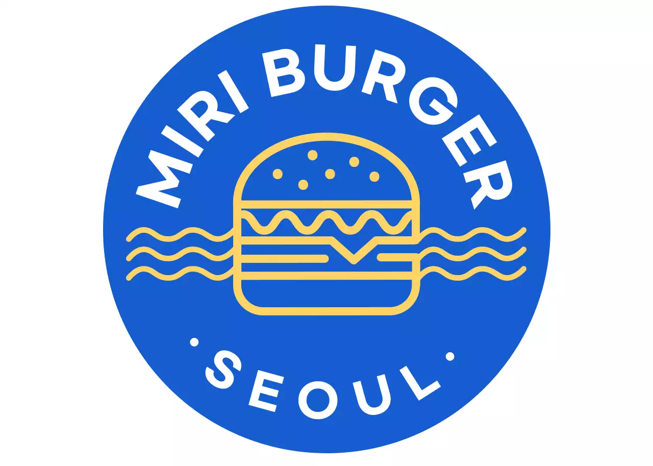 Mũ nhà hàng logo minh họa bánh hamburger màu xanh