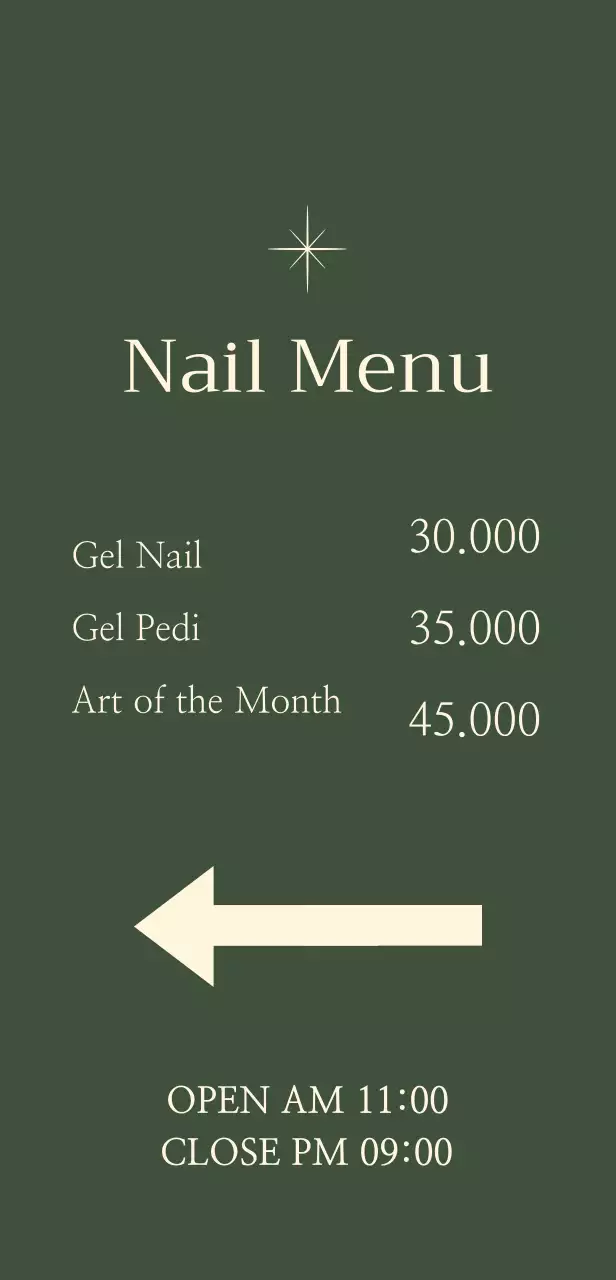 Nail sign with star illustration on green background