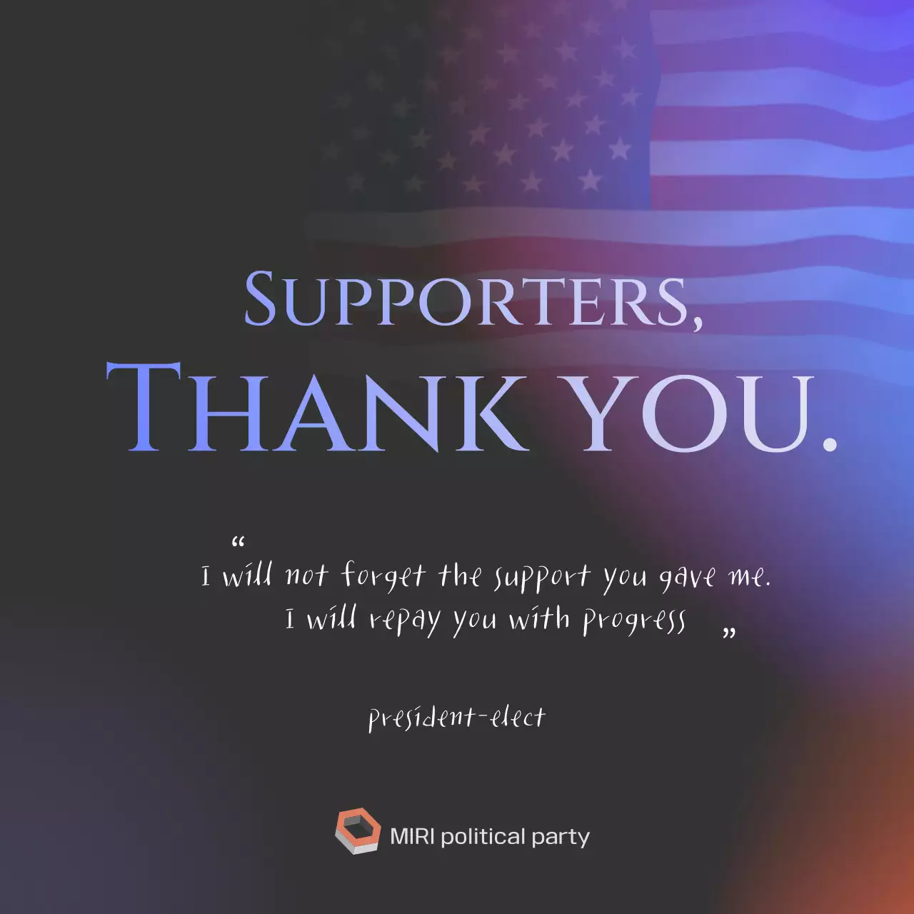 Blue Modern Political Announcement Social Media Post