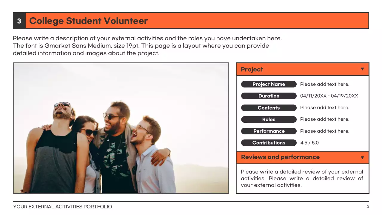 Orange Modern Activity Portfolio Resume Presentation