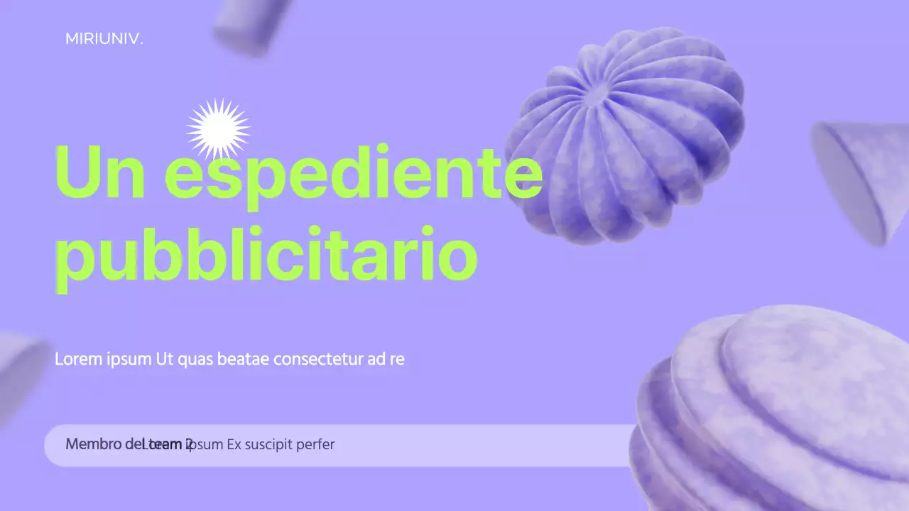 Utilizzare elementi 3D su uno sfondo color malva per creare un senso di spazio e informare la strategia pubblicitaria.