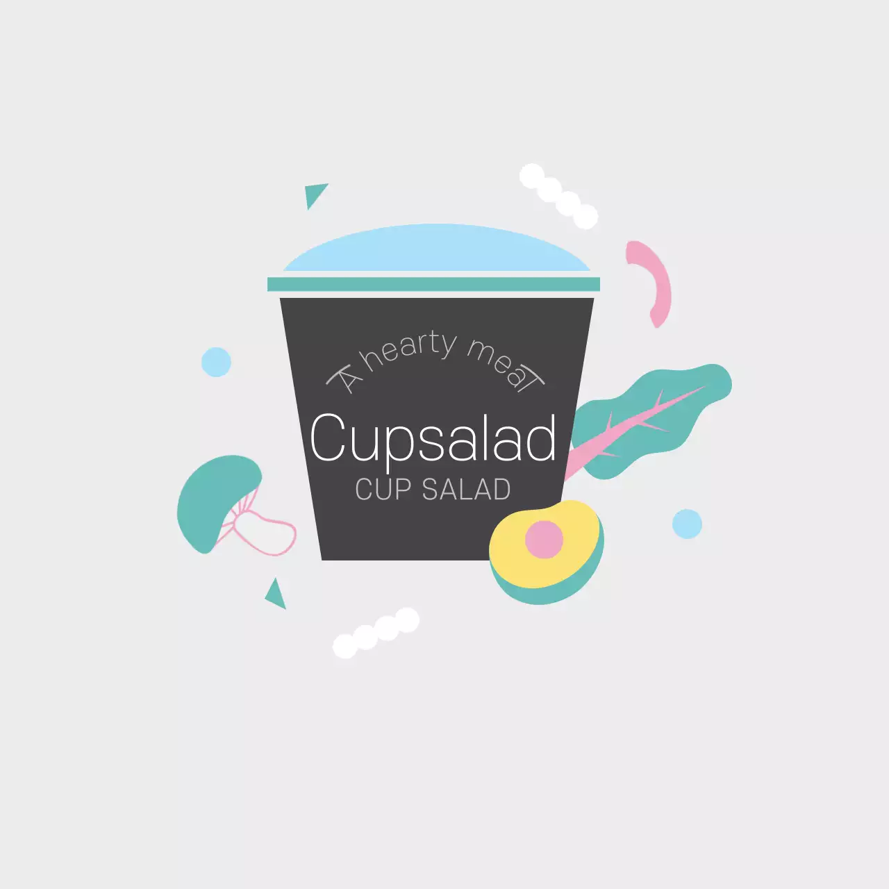 Light gray cute simple cup salad bento sticker