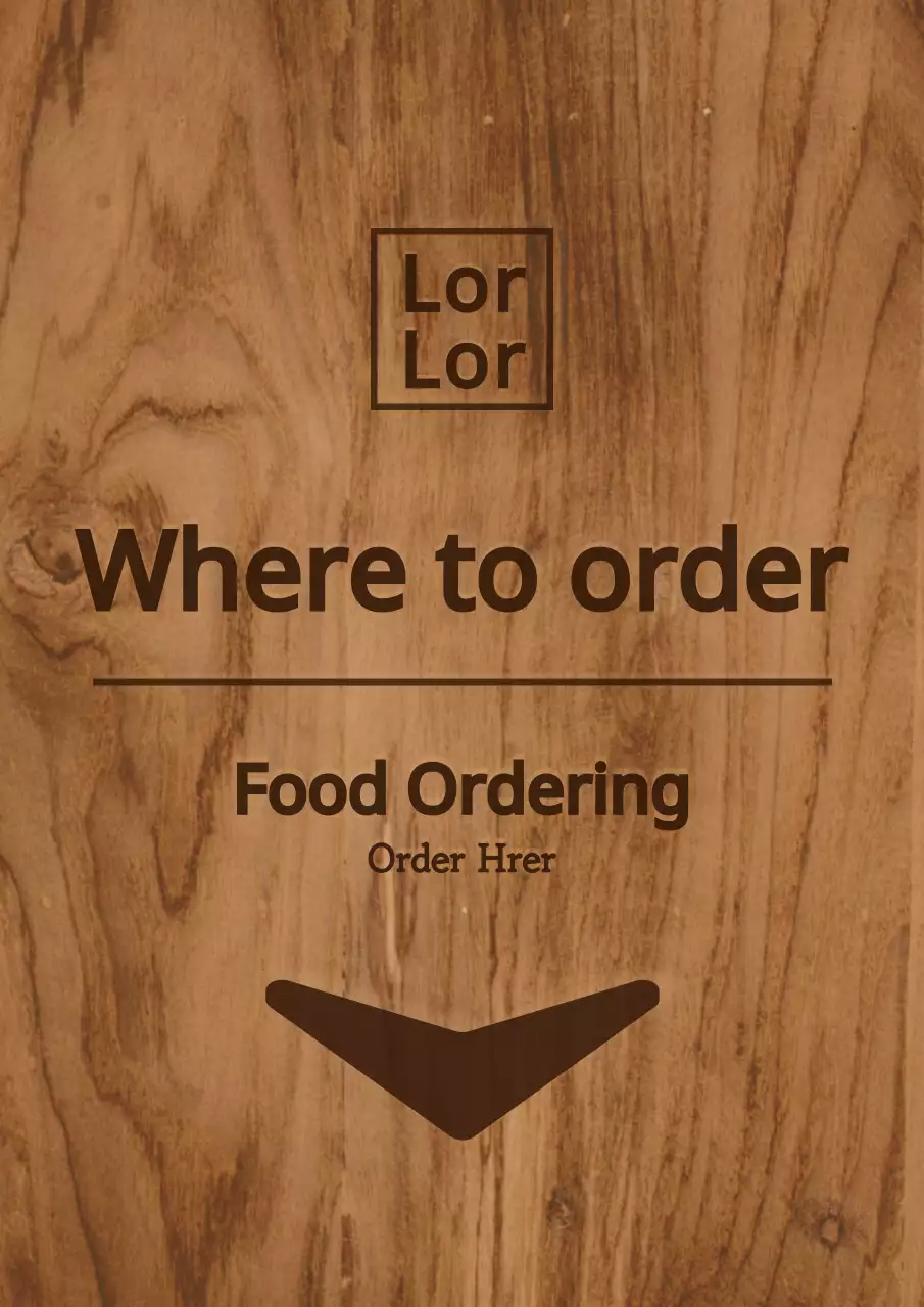 Papan nama interior di kantin dengan warna coklat dan konsep kayu sederhana