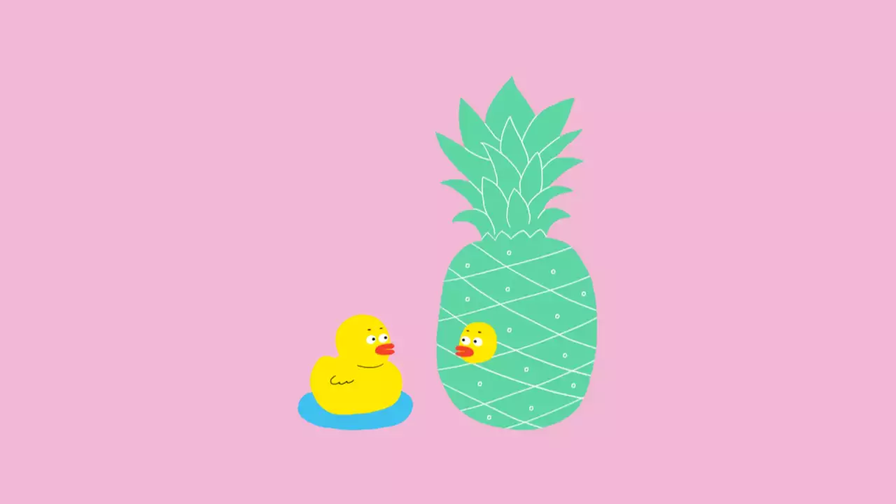 Wallpaper Stiker Retro Tropis Merah Muda