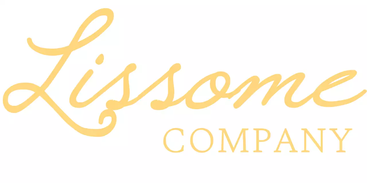 Company logo in a classy cursive font in light yellow.